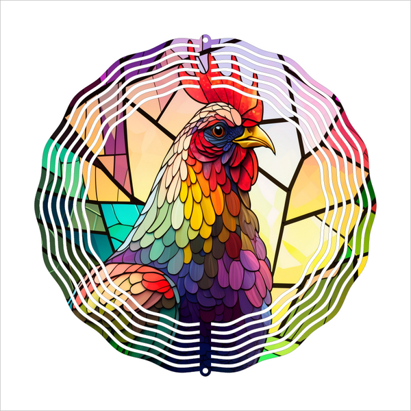 Stained Glass Rooster - Wind Spinner - Sublimation Transfers