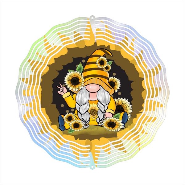 Sunflower Gnome - Wind Spinner - Sublimation Transfers