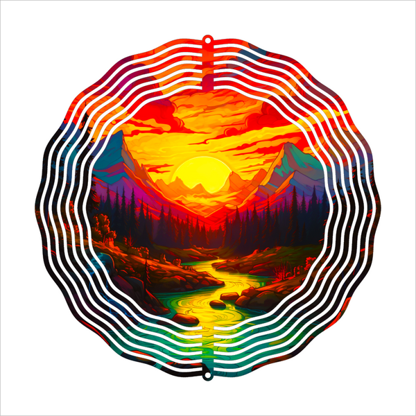 Sunset Over Valley - Wind Spinner - Sublimation Transfers