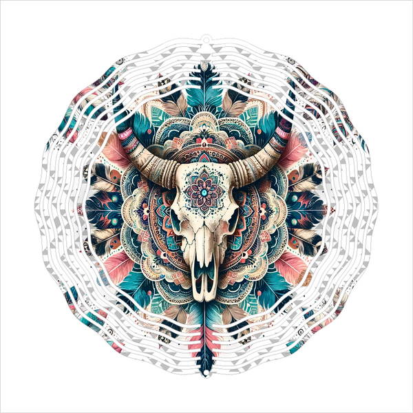 Western Cow Skull - Wind Spinner - Sublimation Transfers