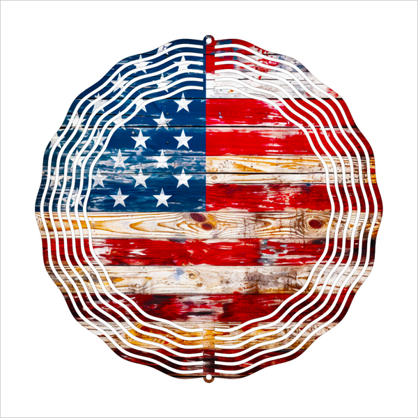 Wood American Flag - Wind Spinner - Sublimation Transfers
