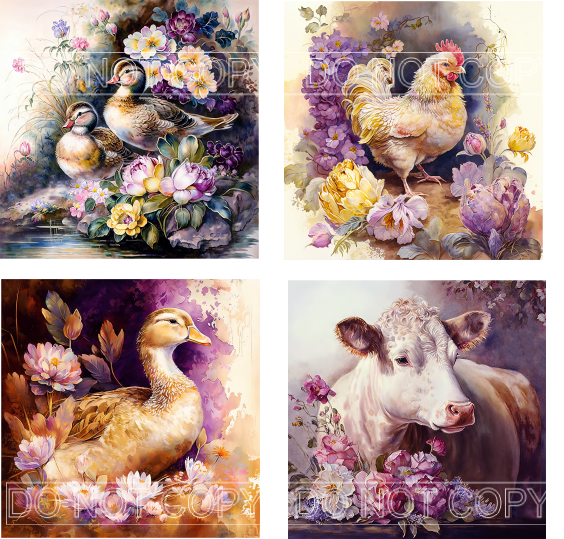 Victorian Farm Animals - Square Sublimation Sheet