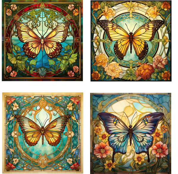 Butterfly Art  Sheet - for Square Coasters