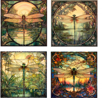 Dragonfly Art Square Coaster Kit - Includes 4 Coasters