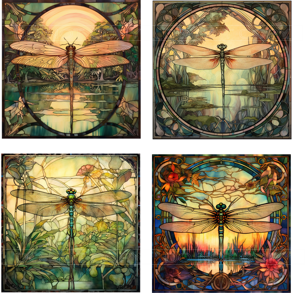 Dragonfly Art  Sheet - for Square Coasters