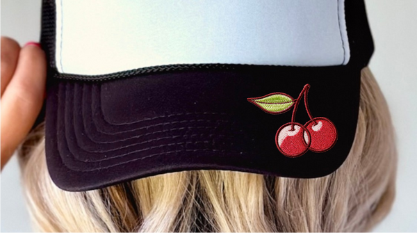 Cherries - Trucker Hat Element - Faux Embroidery