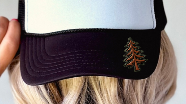 Wooden Tree - Trucker Hat Element - Faux Embroidery