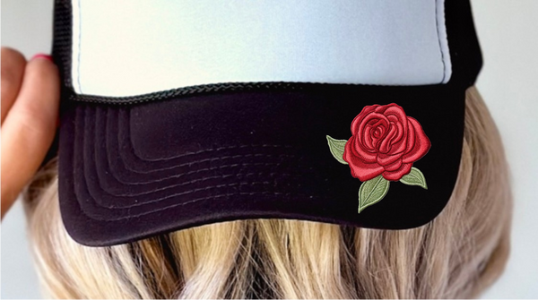 Rose - Trucker Hat Element - Faux Embroidery