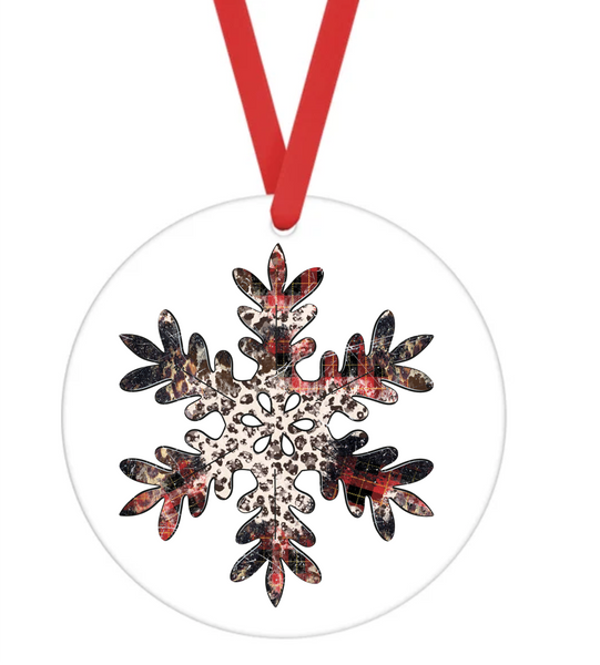 Buffalo Plaid Snowflake - Christmas Ornament -  UV DTF Decals