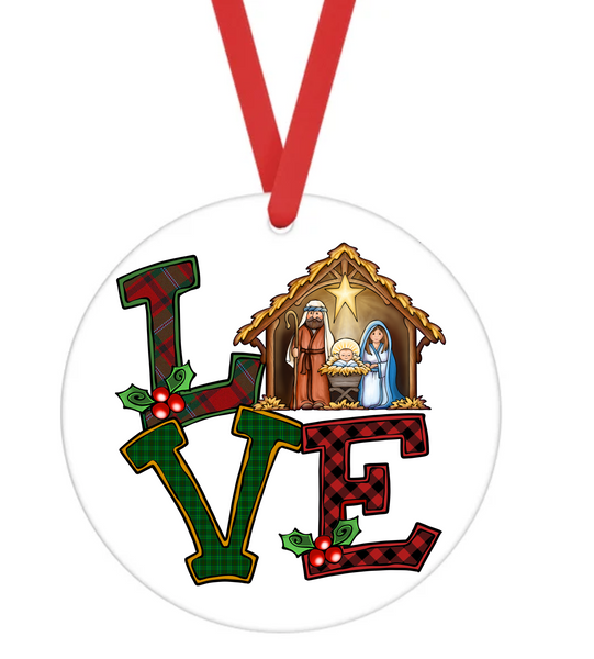 LOVE Manger - Christmas Ornament -  UV DTF Decals