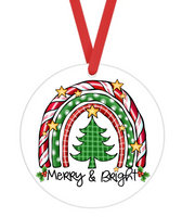 Merry & Bright Rainbow - Christmas Ornament -  UV DTF Decals