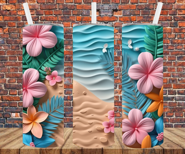 Beach Scene - 3D Effect - Tumbler Wrap - Sublimation Transfers