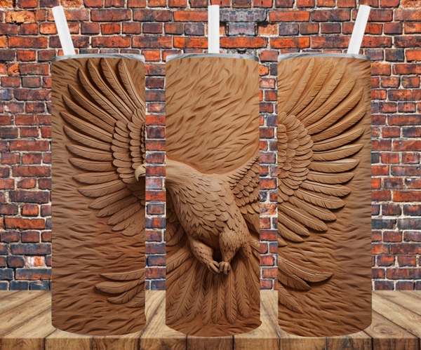 Carved Eagle - 3D Effect - Tumbler Wrap - Sublimation Transfers