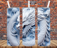 Ice Dragon - 3D Effect - Tumbler Wrap - Sublimation Transfers