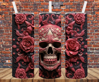 Floral Skull - 3D Effect - Tumbler Wrap - Sublimation Transfers