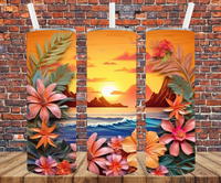 Beach Scene - 3D Effect - Tumbler Wrap - Sublimation Transfers