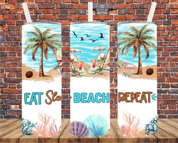 Eat Sleep Beach Repeat - Tumbler Wrap - Sublimation Transfers