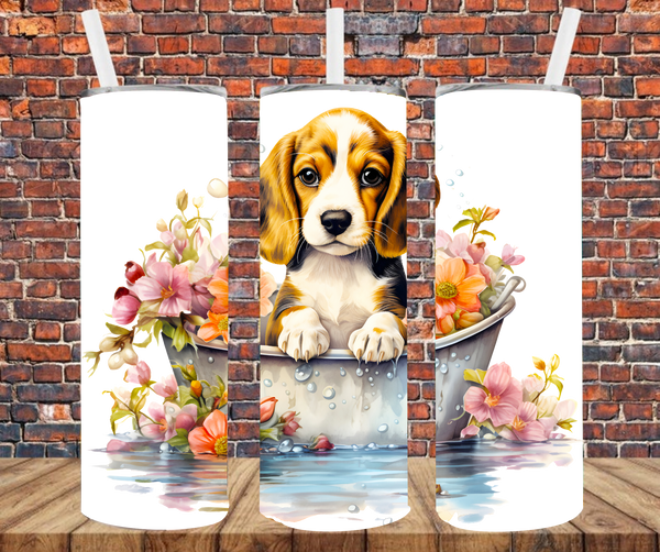 Beagle in Washtub - Tumbler Wrap - Sublimation Transfers