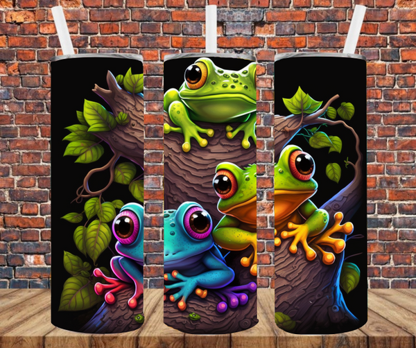 Bright Tree Frogs - Tumbler Wrap - Sublimation Transfers