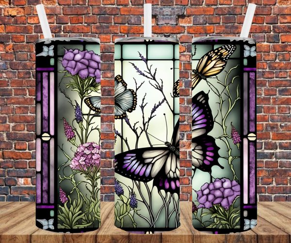 Stained Glass Butterfly - Tumbler Wrap - Sublimation Transfers