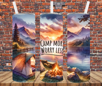 Camp More Worry Less - Tumbler Wrap - Sublimation Transfers