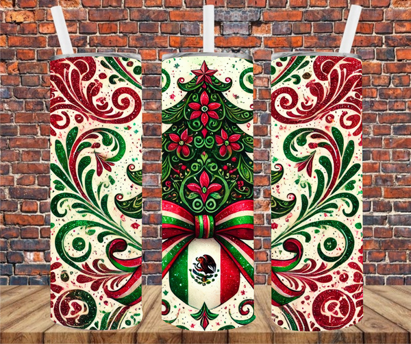 Christmas Mexico Flag - Tumbler Wrap - Sublimation Transfers