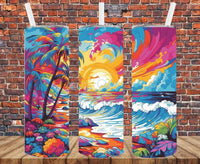 Colorful Beach Scene - Tumbler Wrap - Sublimation Transfers