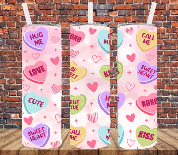 Valentine's Candy Hearts - Tumbler Wrap - Sublimation Transfers