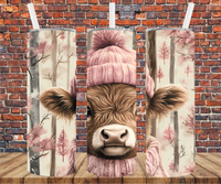 Winter Cow - Tumbler Wrap - Sublimation Transfers