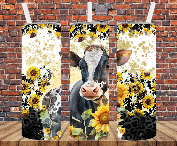 Cow & Sunflowers - Tumbler Wrap - Sublimation Transfers