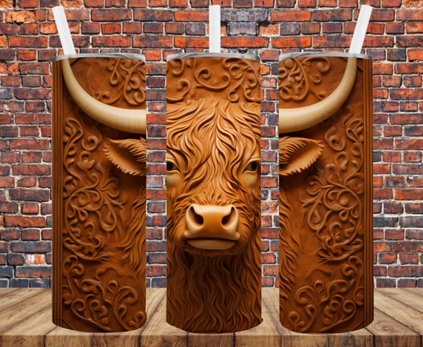 Country Cow Tooled Leather - Tumbler Wrap - Sublimation Transfers