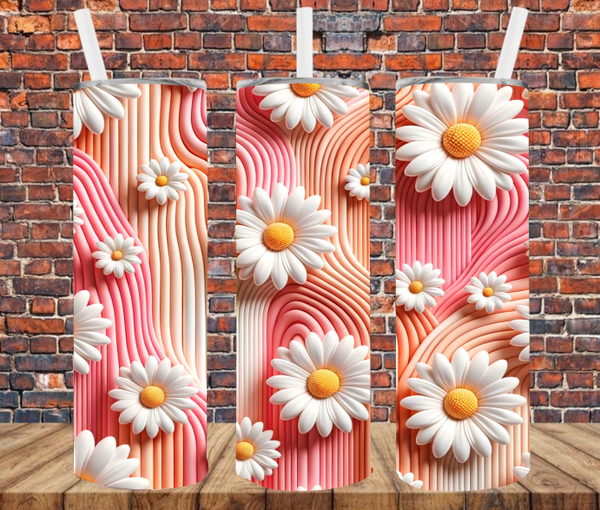 Daisy with 3D Faux Texture - Tumbler Wrap - Sublimation Transfers