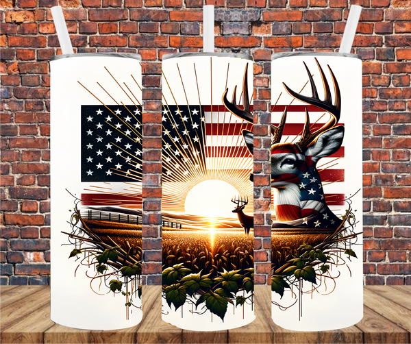 Patriotic Deer - Tumbler Wrap - Sublimation Transfers