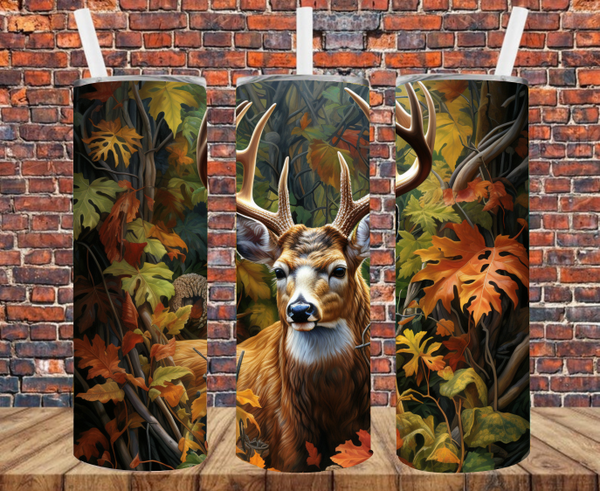 Deer Laying in Leaves - Tumbler Wrap - Sublimation Transfers