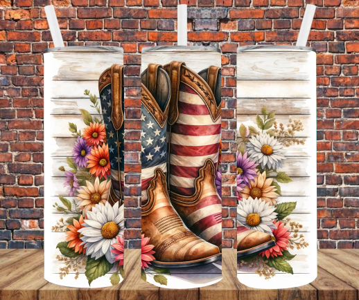 Patriotic Cowboy Boots - Tumbler Wrap - Sublimation Transfers