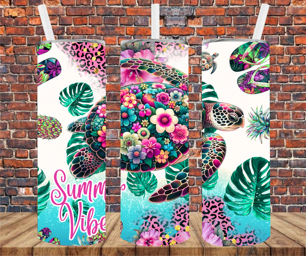 Summer Vibes Turtle - Tumbler Wrap - Sublimation Transfers