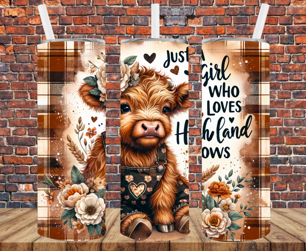 Just A Girl Who Loves Highland Cows - Tumbler Wrap - Sublimation Transfers