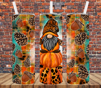 Gnome Sitting on Pumpkin - Tumbler Wrap Sublimation Transfers