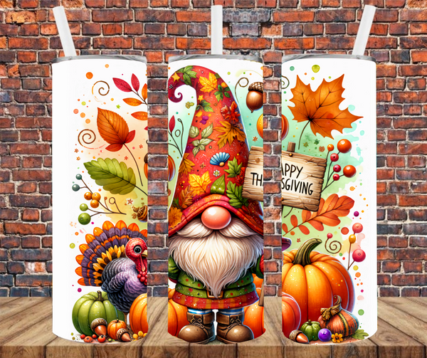 Fall Gnome Happy Thanksgiving - Tumbler Wrap - Sublimation Transfers