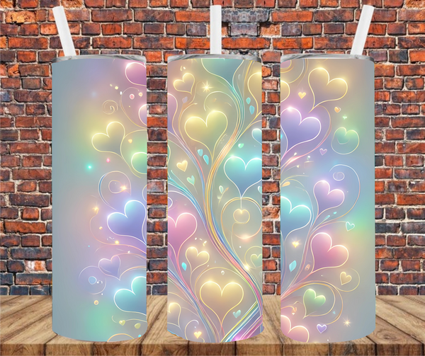 Holographic Effect Hearts - Tumbler Wrap - Sublimation Transfers