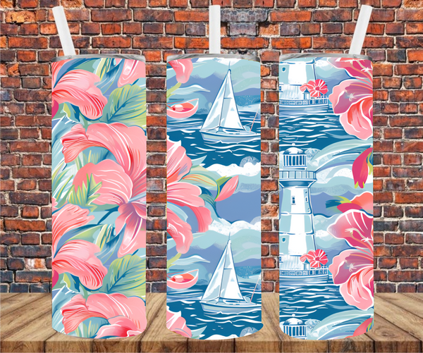 Tropical & Sailboats - Tumbler Wrap - Sublimation Transfers