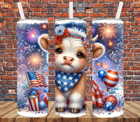 Patriotic Shaggy Cow - Tumbler Wrap - Sublimation Transfers