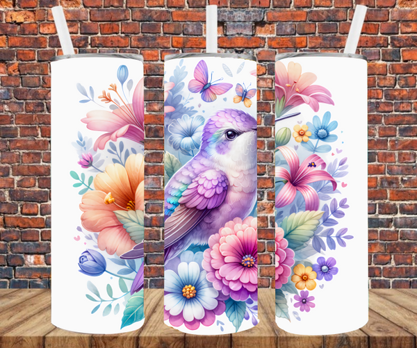 Spring Lavender Bird - Tumbler Wrap - Sublimation Transfers