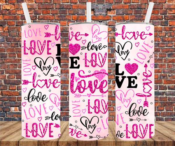 Love with Faux Glitter - Tumbler Wrap - Sublimation Transfers