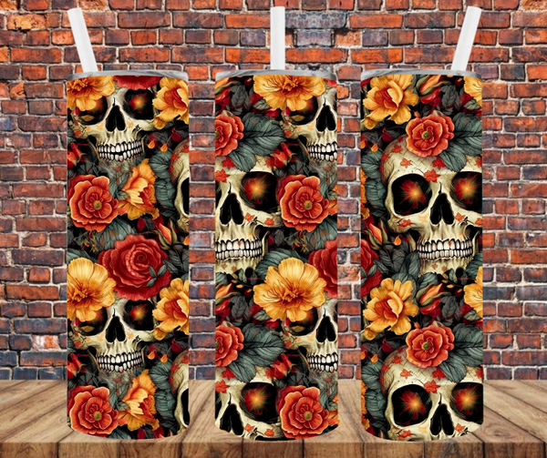 Floral Skulls - Tumbler Wrap - Sublimation Transfers