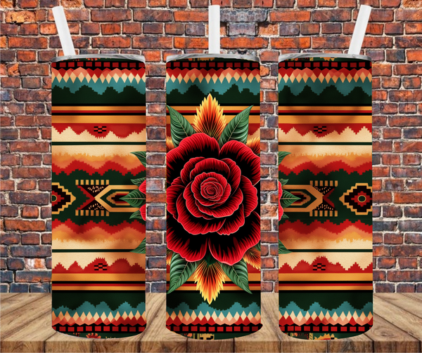 Aztec Rose - Tumbler Wrap - Sublimation Transfers