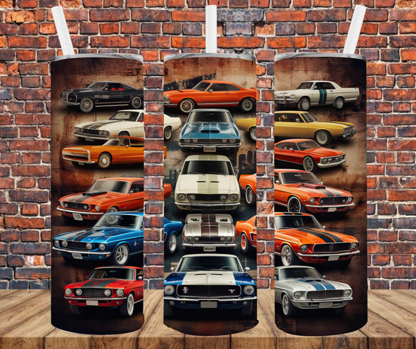 Muscle Cars  - Tumbler Wrap - Sublimation Transfers