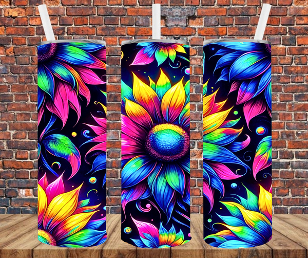 Neon Flowers - Tumbler Wrap - Sublimation Transfers