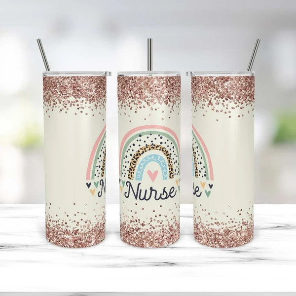 Nurse Rainbow Glitter - Tumbler Wrap Sublimation Transfers