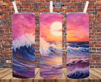 Sunset Waves - Tumbler Wrap - Sublimation Transfers